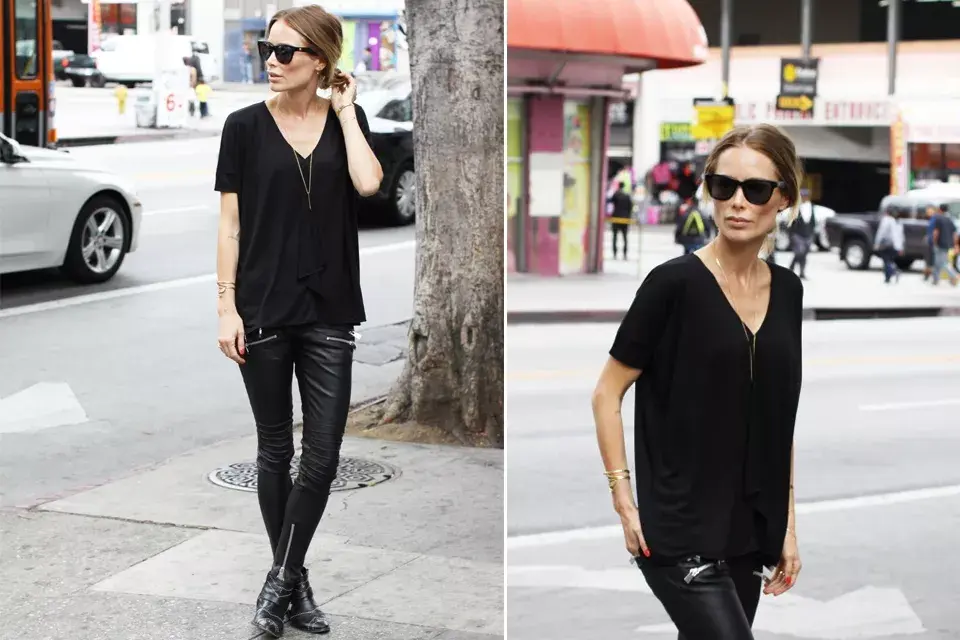 ¡Total black! Anine ama combinar negro con más negro. Infaltables los accesorios minimalista en dorado