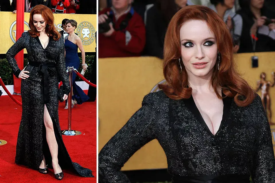 Mala elección la de Christina Hendricks. El género brilloso de su vestido negro de L’Wren Scott era muy pesado y al tener un cuerpo curvilíneo, la hacía lucir con kilos de más