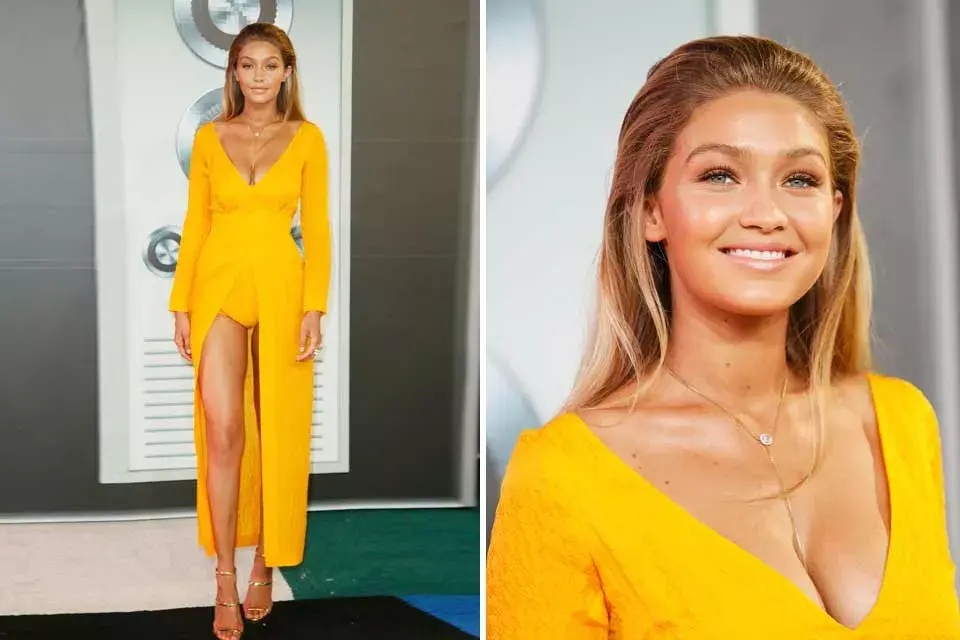 Gigi Hadid con mucho color sobre la red carpet. La modelo eligió un diseño de Emilia Wickstead que le quedaba divino