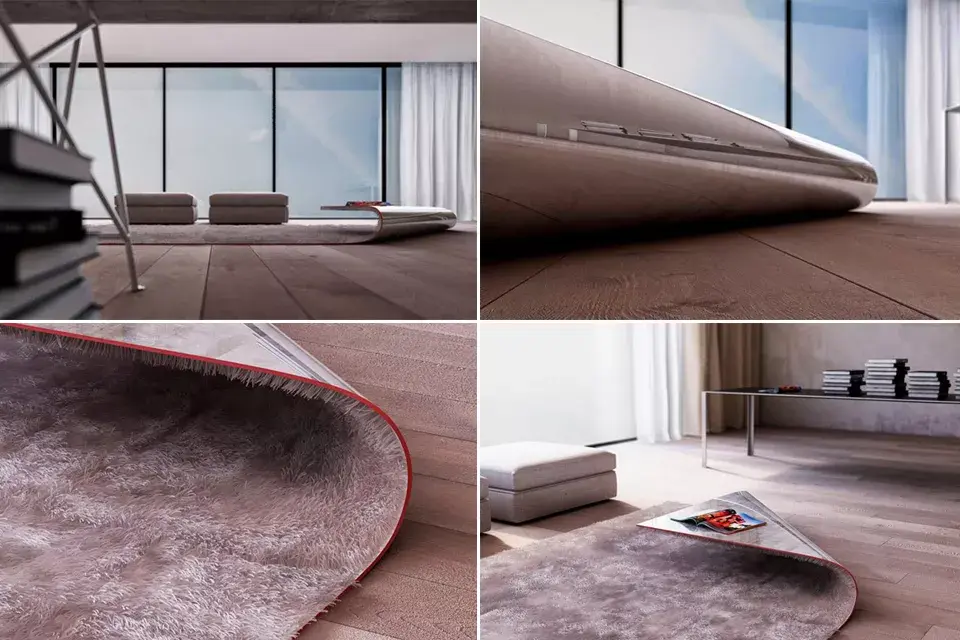 Otra propuesta para el living de tu casa, una alfombra-mesa con mucho diseño