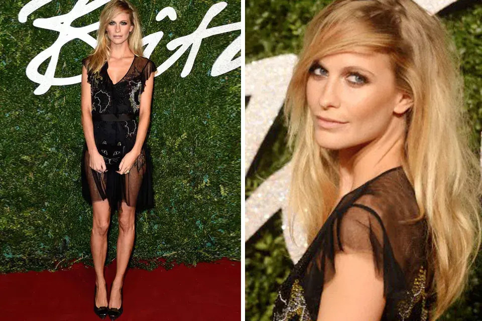 Poppy Delevigne se enfundó en un diseño con bordados y transparencias de Topshop. ¿Su clutch en forma de gato? era de Charlotte Olympia