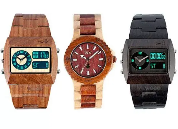 Un tanto rústicos, relojes de madera que imitan el diseño de sus pares de acero