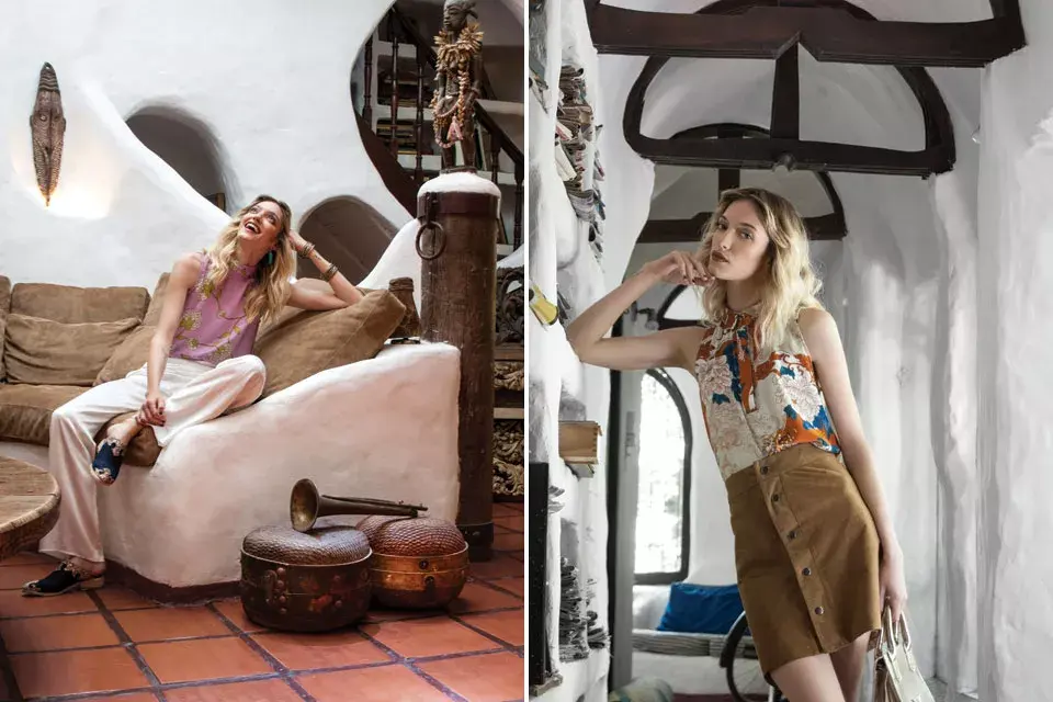 Blusa (Las Pepas, $799), Aros (Dolores Iguacel, $170), Pulseras (Luna Garzón, $790), Pantalón (Giesso, $1996), Zuecos (Sofía Sarkany, $3190) Camisa (Las Pepas, $999), Falda (Giesso, $2796), Minibag (XL, $750)