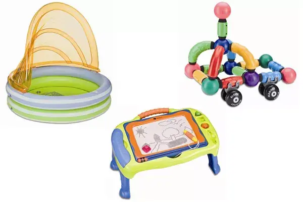 Chic2: Parasol para bebes ($119,90), mesa mágica ($389,90) y bloques para armar juguetes ($319,90), en Imaginarium