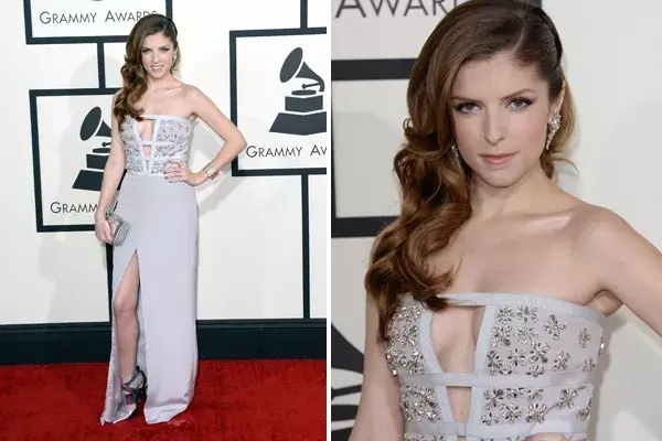 Anna Kendrick por Azzaro. Escote, tajo y piedras, demasiado para un mismo vestido