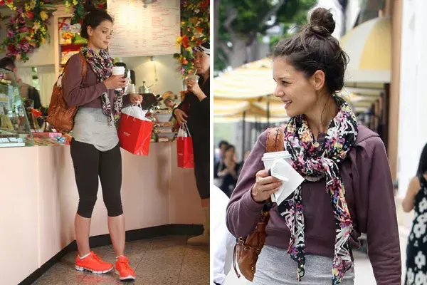 Bien cómoda, Katie Holmes con un equipo ideal para hacer las compras por el barrio un sábado por la mañana