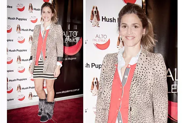 María Freytes se animó al mix de estampas y mezcló rayas con animal print, a lo que le sumó piel en las botas; ¿qué opinás?