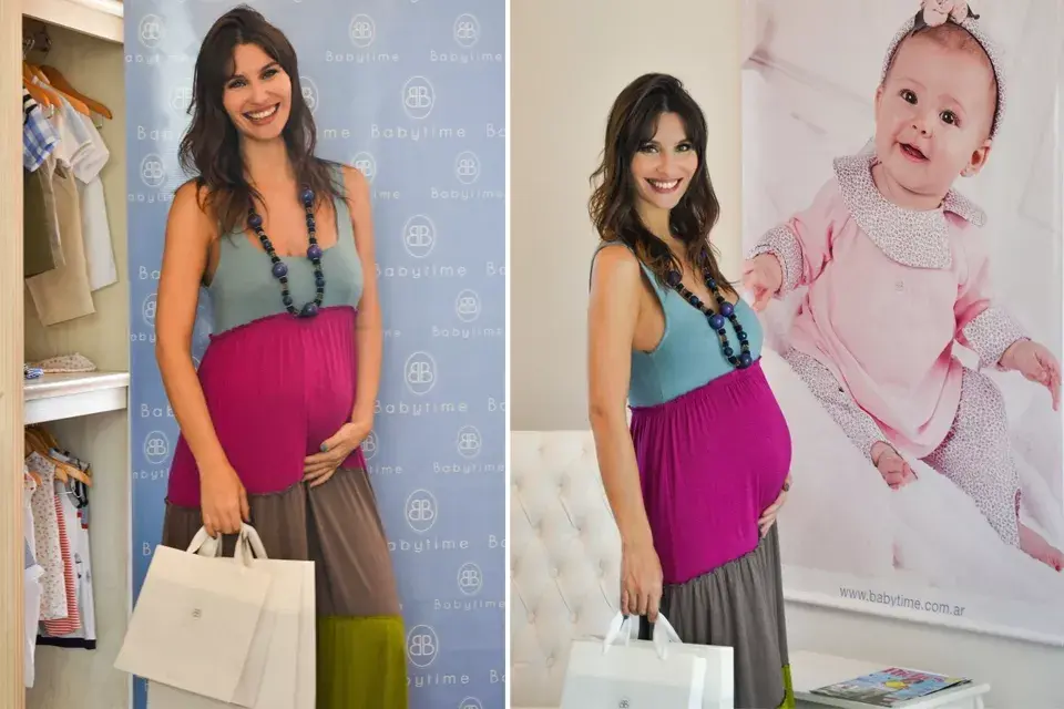 Paula Morales pasó por el local de Baby Time a conocer su colección y se llevó de todo para su bebé. ¡Una diosa con ese maxivestido de colores!