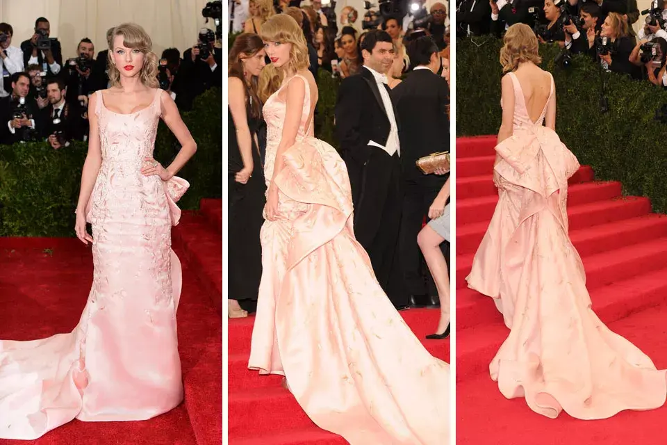 Otra creación en tono rosa, esta vez, Taylor Swift en la Gala del  Met de este año. ¡Súper femenina!