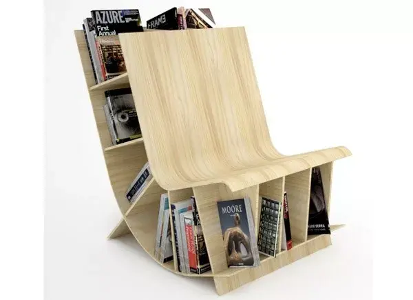 Súper práctico y para aprovechar espacios chicos, un sillón que además es biblioteca