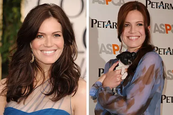 El cambio de look no es tan extremo para Mandy Moore, ya que el pelo tiene una base morocha