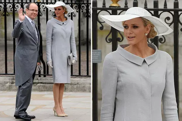 De gris y con capelina ancha para la boda del príncipe Guillermo con Kate Middleton