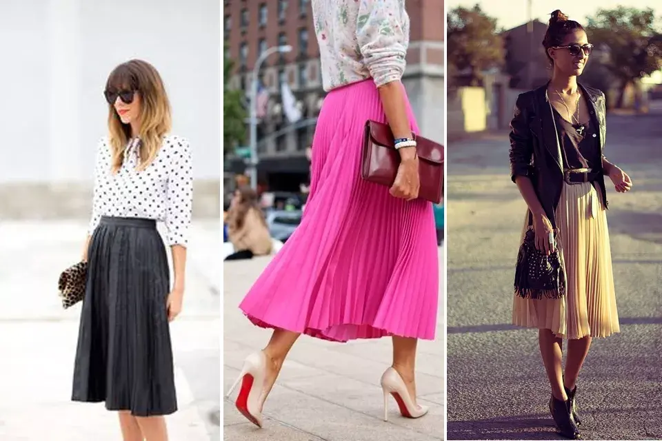 Las faldas midi plizadas se vienen con todo para la próxima temporada primavera-verano y quedan muy femeninas