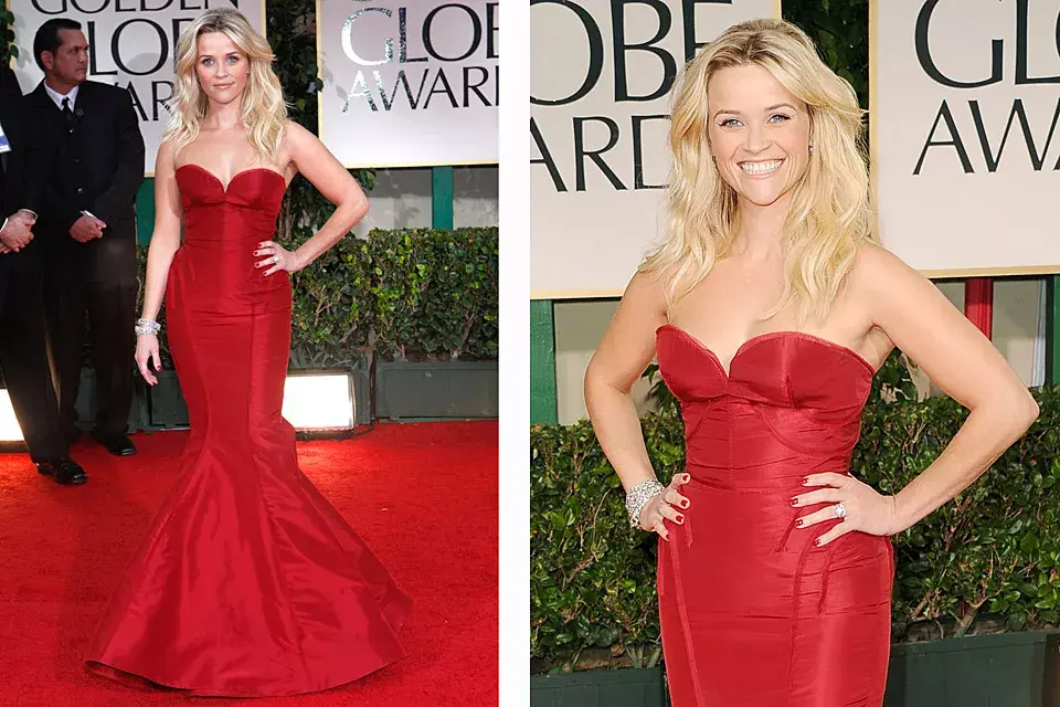 Apretadísima pero ultra glamorosa, Reese Whiterspoon se destacó con su strapless de Zac Posen
