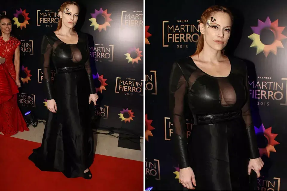 Hablemos del look de Connie Ansaldi: vestido negro con transparencias en el escote, de Fabian Zitta, y un make up...raro. Tenemos que decir que no nos gustó para nada su estilismo. ¡Perdón Connie!