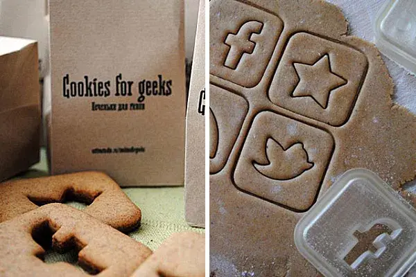 Galletitas con forma de los íconos de Facebook y Twitter, ideal para los amantes de las redes sociales
