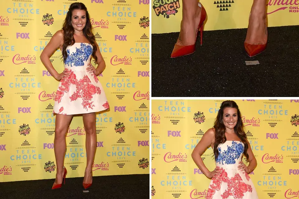 Lea Michele, otra de las figuras que se llevó todas las miradas con su vestido strapless con estampa de rosas. ¿Aprobó o no aprobó?
