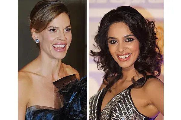 Labios pegajosos: ¡cuidado con el gloss! Hilary Swank y Mallika Sherawat no tienen excesos pero están al límite