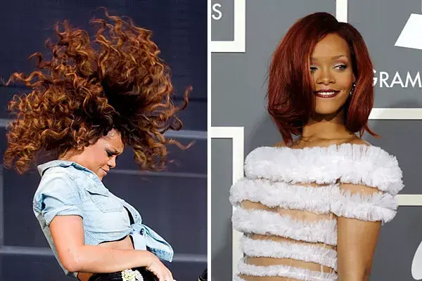 Con muchos rulos, Rihanna revolea la cabeza