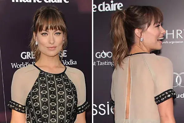 Olivia Wilde, con una cola de caballo alta y flequillo