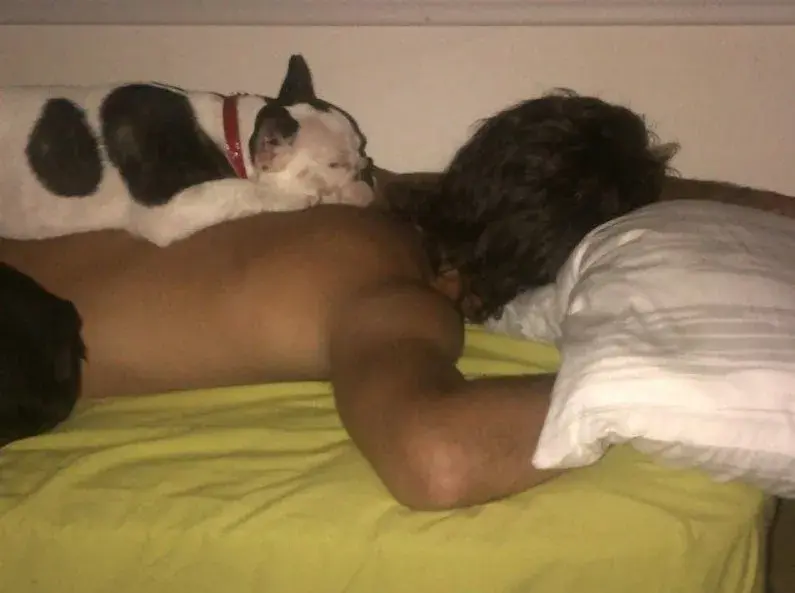 Las posiciones insólitas en las que Pedro Alfonso (su novio) y Renata duermen la siesta, juntos