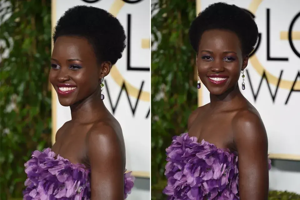 Lupita Nyong''o se dejó crecer bastante el pelo desde la última temporada de premios y usó un peinado estilo ¡Marge Simpson! Pero estaba radiante como siempre