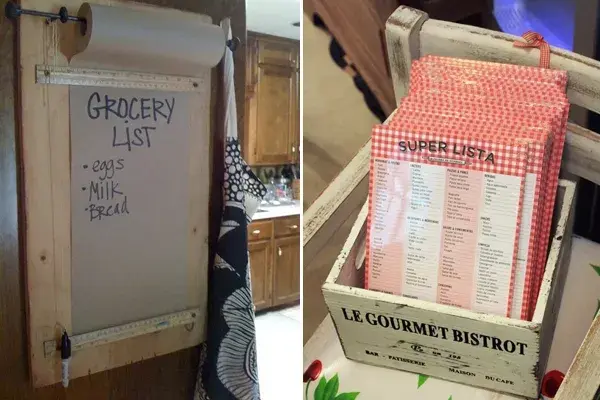 ¡La lista para ir al supermercado infaltable a la hora de organizar la cocina! Si te gustan las manualidades, podés tener en cuenta la primera alternativa. Si el DIY no es lo tuyo, tené en cuenta la segunda opción