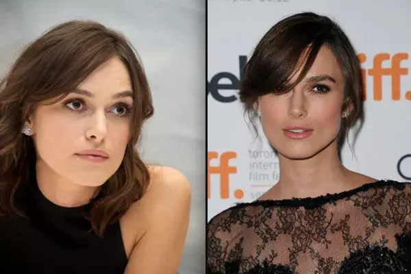 Aunque la británica Keira Knightley lleva el pelo corto, últimamente se peina con un flequillo largo hacia el costado. Un look muy afrancesado