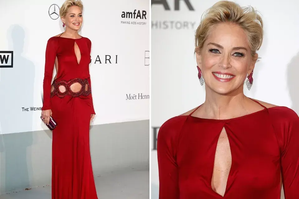 Sharon Stone por Roberto Cavalli: escote en caja y una cintura que dejó entrever la silueta de la actriz ¿Qué te parece lo que se puso?