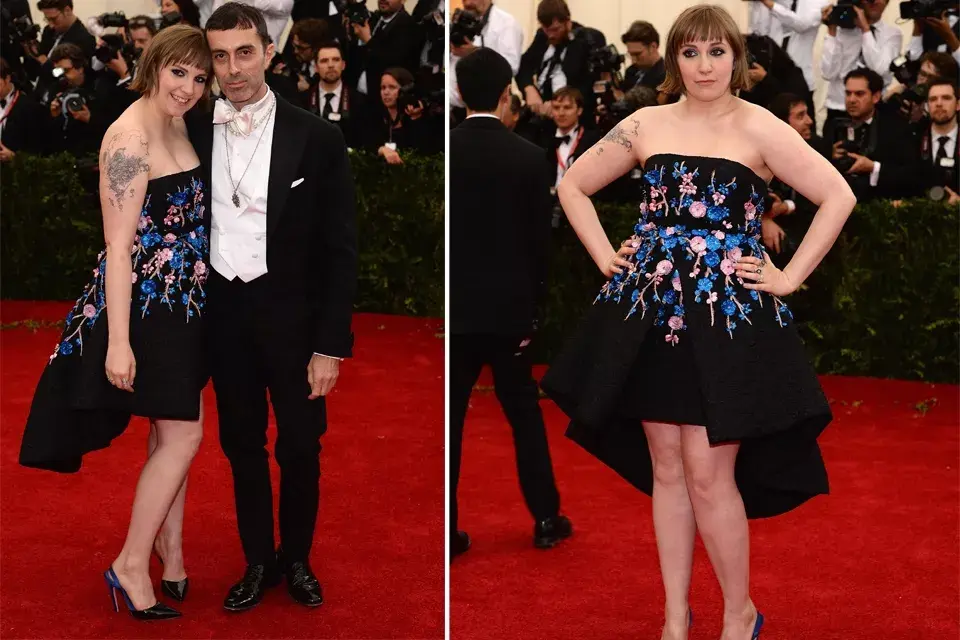 Lena Dunham llamó la atención de todos con su corto vestido de Giambattista Valli