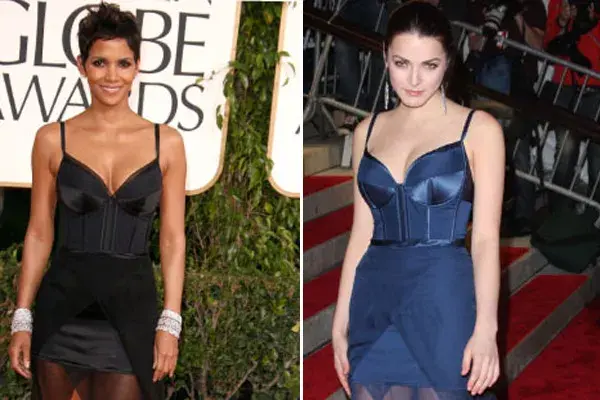 La actriz Halle Berry y la hija de Anna Wintour, Bee Shaffer, se lucieron con el mismo vestido de Nina Ricci en negro y azul marino, respectivamente