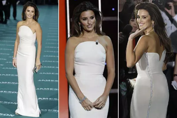 Penélope fue a los premios Goya en Madrid con un diseño de Versace en blanco, strapless