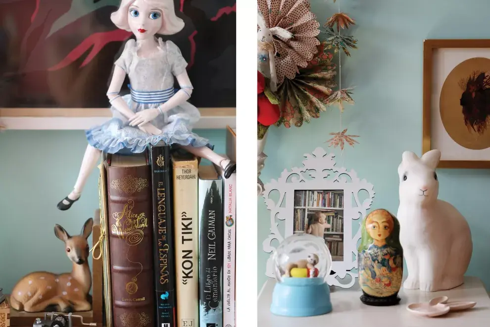 Muñeca articulada de la película Oz: el poderoso. Es de plástico y la van cambiando de pose y lugar.