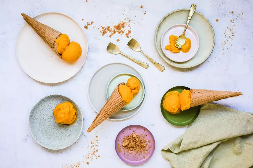 Helado de mango y Campari.