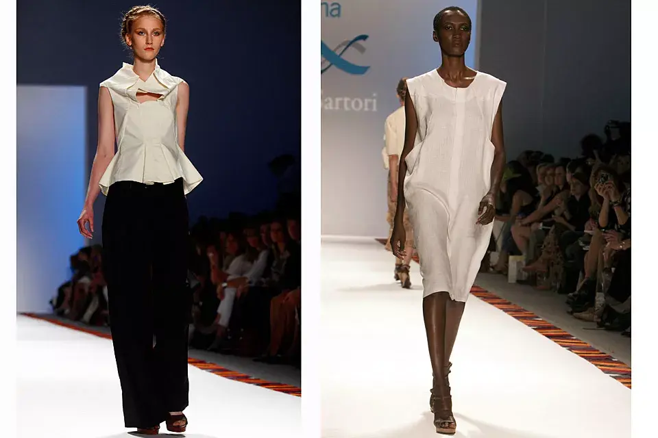 Looks bien femeninos, con faldas hasta la rodilla en la pasarela de Daniela Sartori