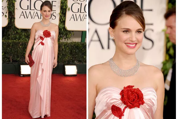 Natalie Portman en la última entrega de los Globos de Oro, con un diseño de Victor and Rolf