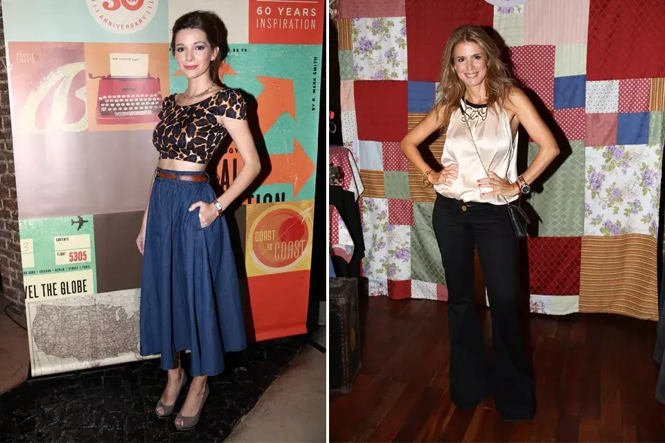 Micaela Breque y Flavia Palmiero fueron a conocer la nueva colección de Fossil. Micaela, con un crop top y falda amplia de jean. Flavia, más clásica, de negro y nude