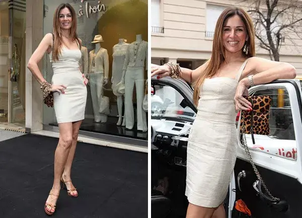 Andrea Frigerio fue una de las invitadas a la presentación de Menage à Trois; eligió un vestido sencillo y sentador