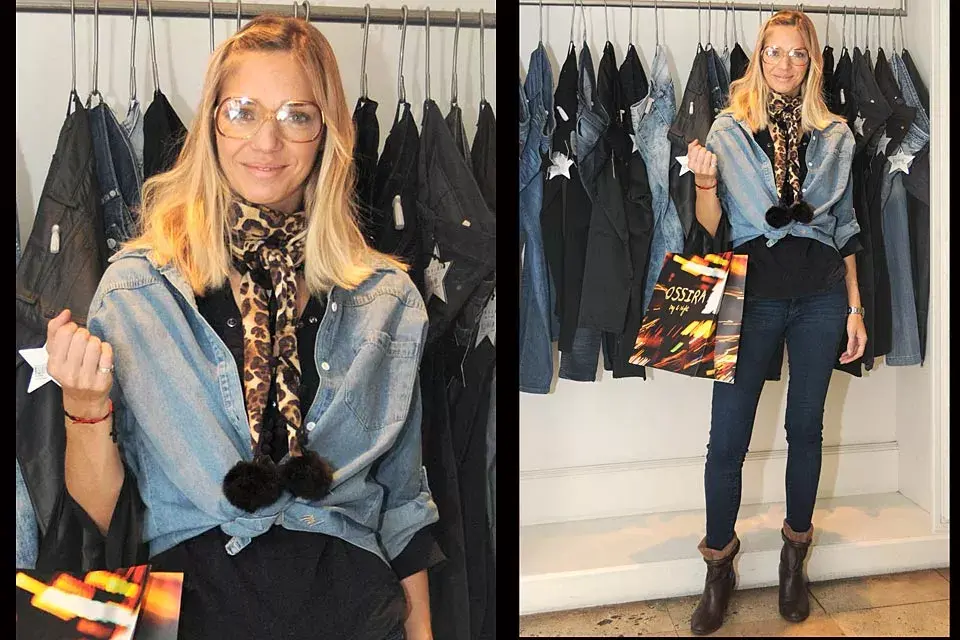 Denim + denim +animal print +gafas retro: ¿qué opinan de lo que se puso Lorena Ceriscioli en el evento de Ossira?