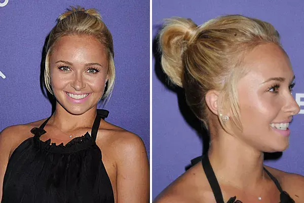 Hayden Panettiere optó por hacerse una cola de caballo y dejar algunas mechas sueltas a los costados de la cara