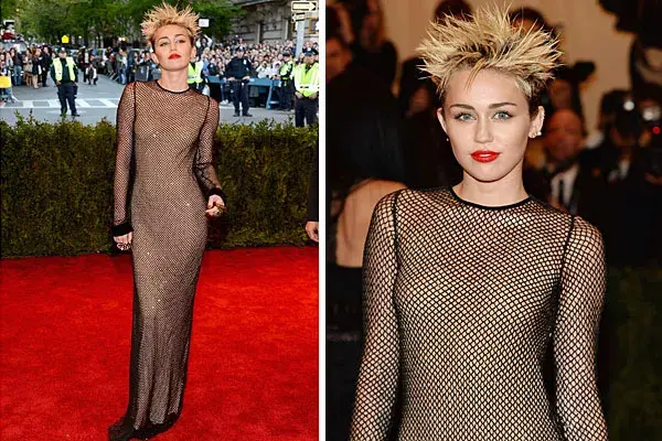 Miley Cyrus, con un vestido al cuerpo de Marc Jacobs y súper peinado punk