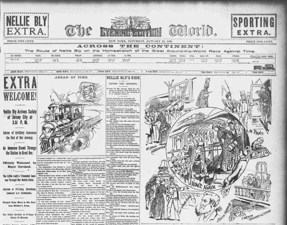 Nellie Bly logró dar la vuelta al mundo en menos tiempos que el que imaginó Julio Verne