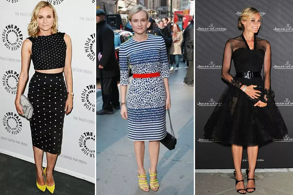 Diane Kruger con tres versiones de faldas midi en distintos momentos del día