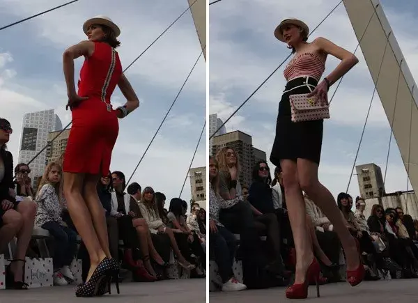 Con un desfile en el Puente de la Mujer, las hermanas Natalia y Adriana Oreiro presentaron prendas de impronta marinera y romántica