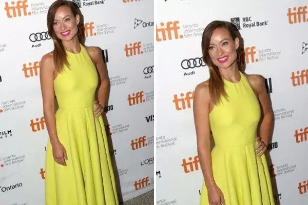 Olivia Wilde en amarillo flúo, by Valentino. ¿El detalle? labios cítricos 100 por ciento
