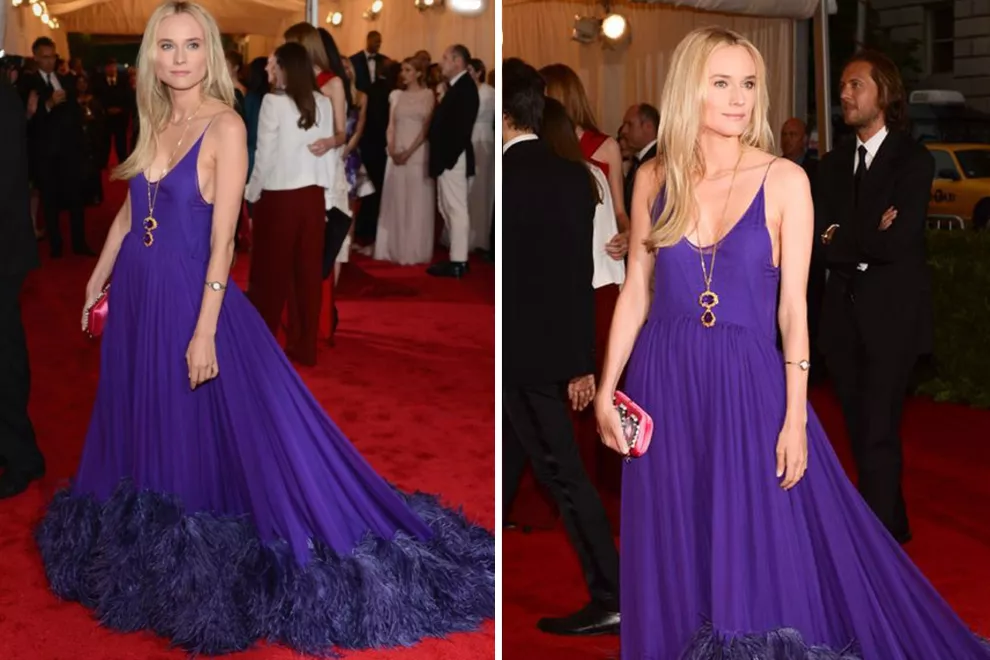Siempre bella y elegante, Diane Kruger eligió el violeta para destacarse en la red carpet.