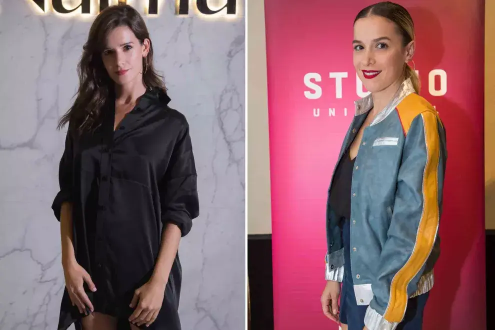 Violeta Urtizberea, con un vestido camisero negro en la presentación de NAIMA, y Sofía Pachano, con una campera bomber en el estreno de 50 sombras liberadas