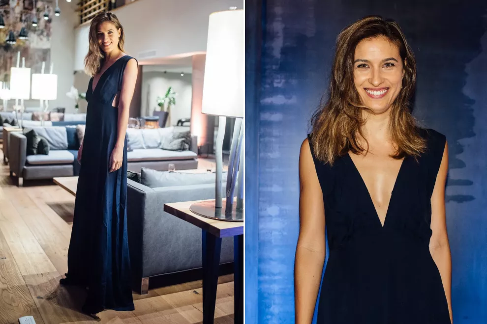 Cinthia Garrido, súper elegante con un vestido azul noche escotado en la apertura de Casa Sur Pilar