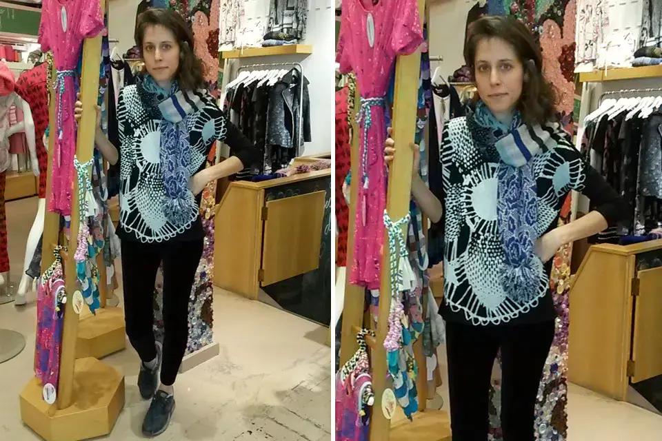 Estilo descontracturado para Inés Efron que pasó a visitar el local de Juan de Arco