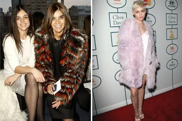 Carine Roitfeld, ex editora de Vogue Francia, y su hija Julia Restoin Roitfeld son dos socialités obligadas en los desfiles. Miley Cyrus, otra de las favoritas de los gurús de moda